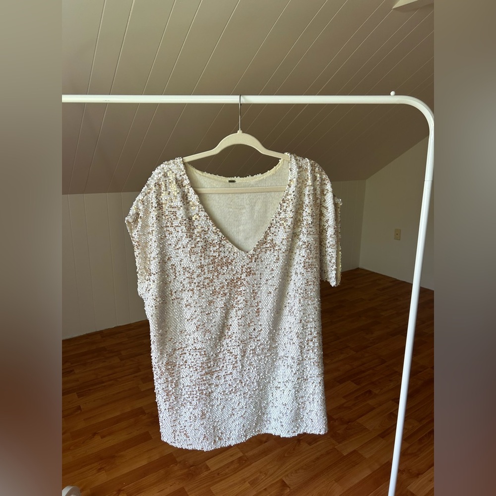 Free People Sequin Embellished Blouse